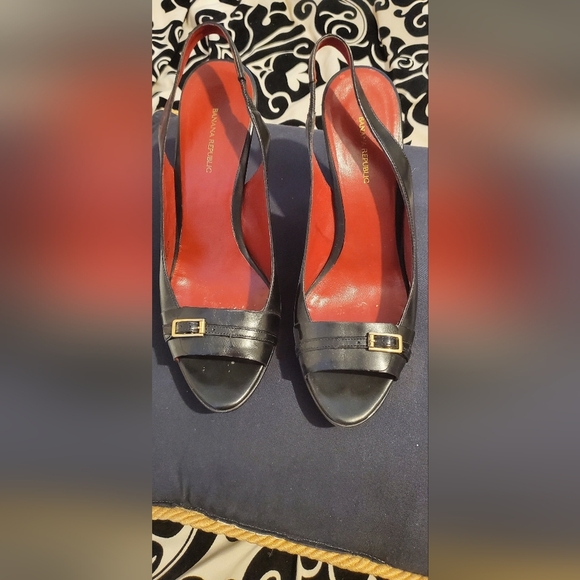 Banana Republic “Sable Up PFM” Black Leather Slingback Heels – Women’s Size 9 - Picture 1 of 4